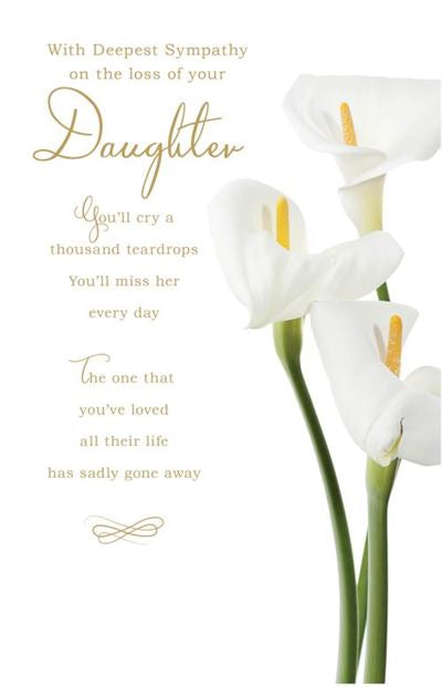 Calla Lilies Daughter Sympathy Card