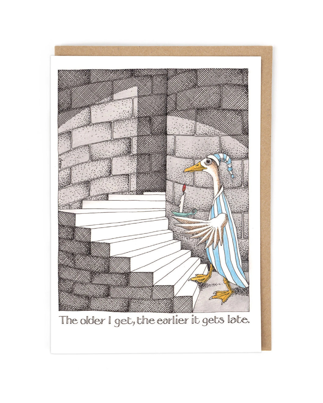 “Earlier It Gets Late”  Humour Birthday Card by Simon Drew