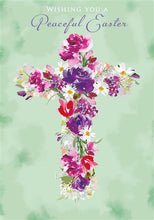 Load image into Gallery viewer, Peaceful Easter Floral Cross Easter Card
