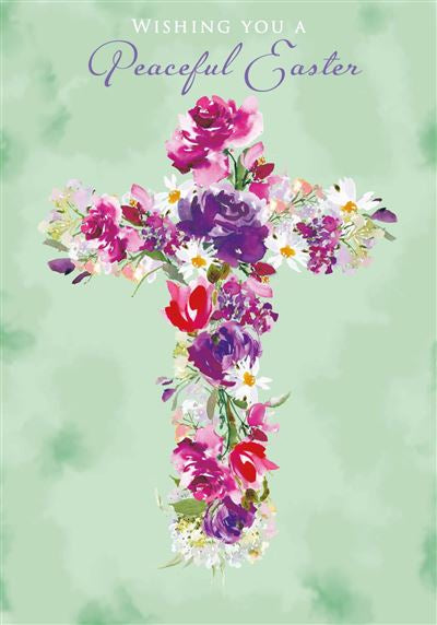 Peaceful Easter Floral Cross Easter Card