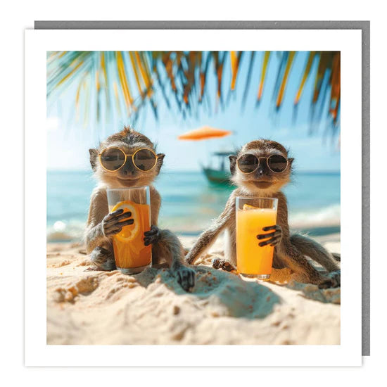 Meerkats Drinking Cocktails On The Beach  Blank Card