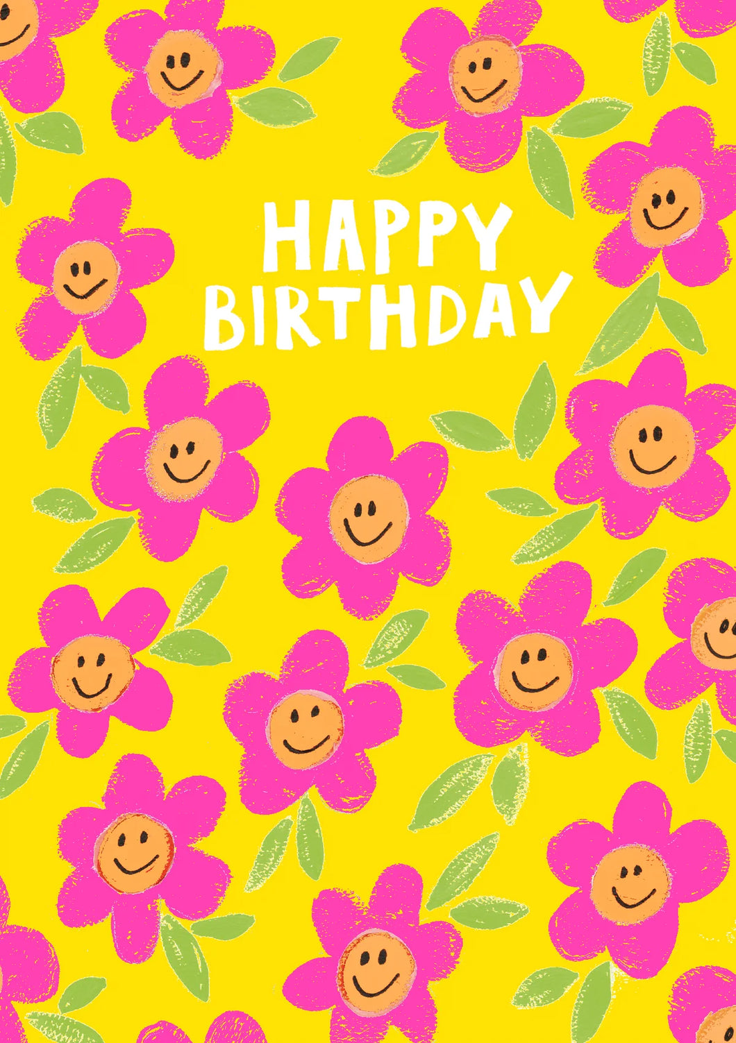 Pink Flowers  Birthday Card