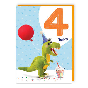 Dinosaur 4th Birthday Card