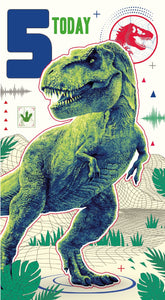 T-Rex Dinosaur 5th Birthday Card