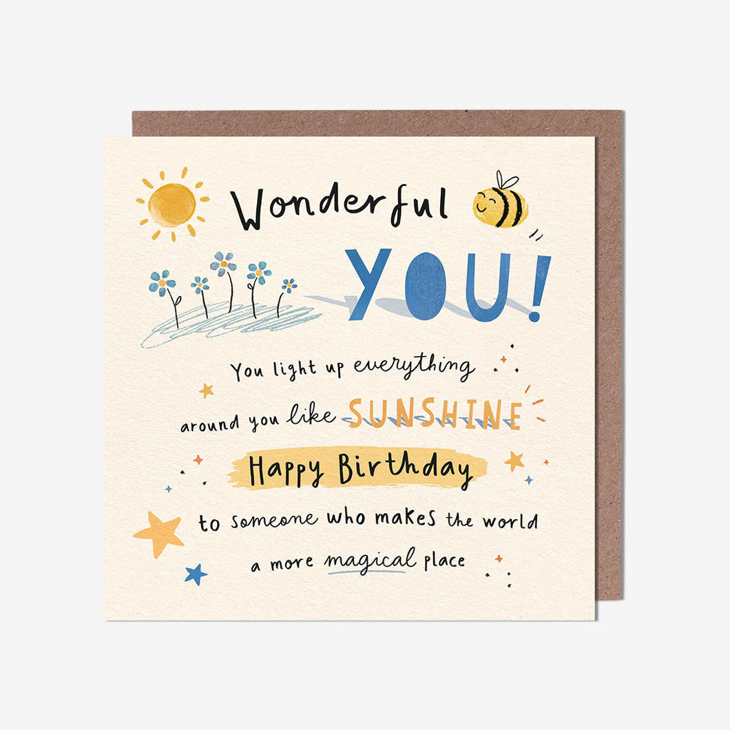 Wonderful You Bee Birthday Card