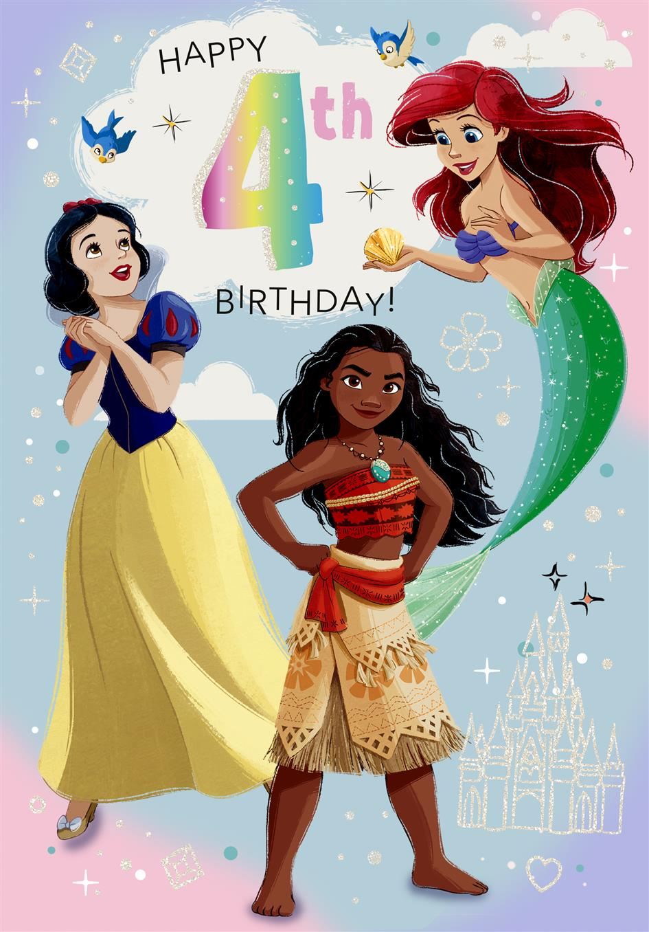 Disney Princess 4th Birthday Card