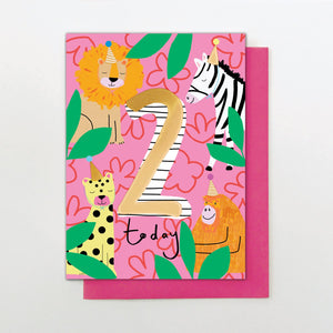 Wild Animal 2nd Birthday Card