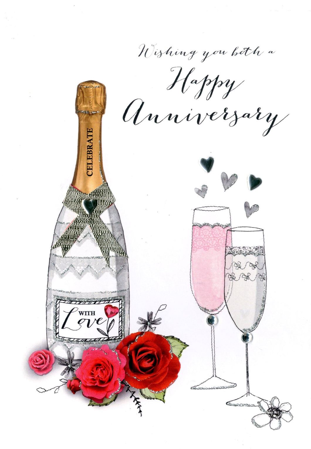 Champagne & Roses Anniversary Card