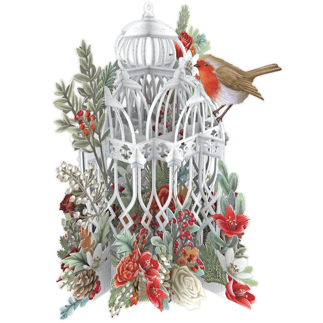 3D Stand Up & Stand Out Christmas Flower Cage Christmas Card
