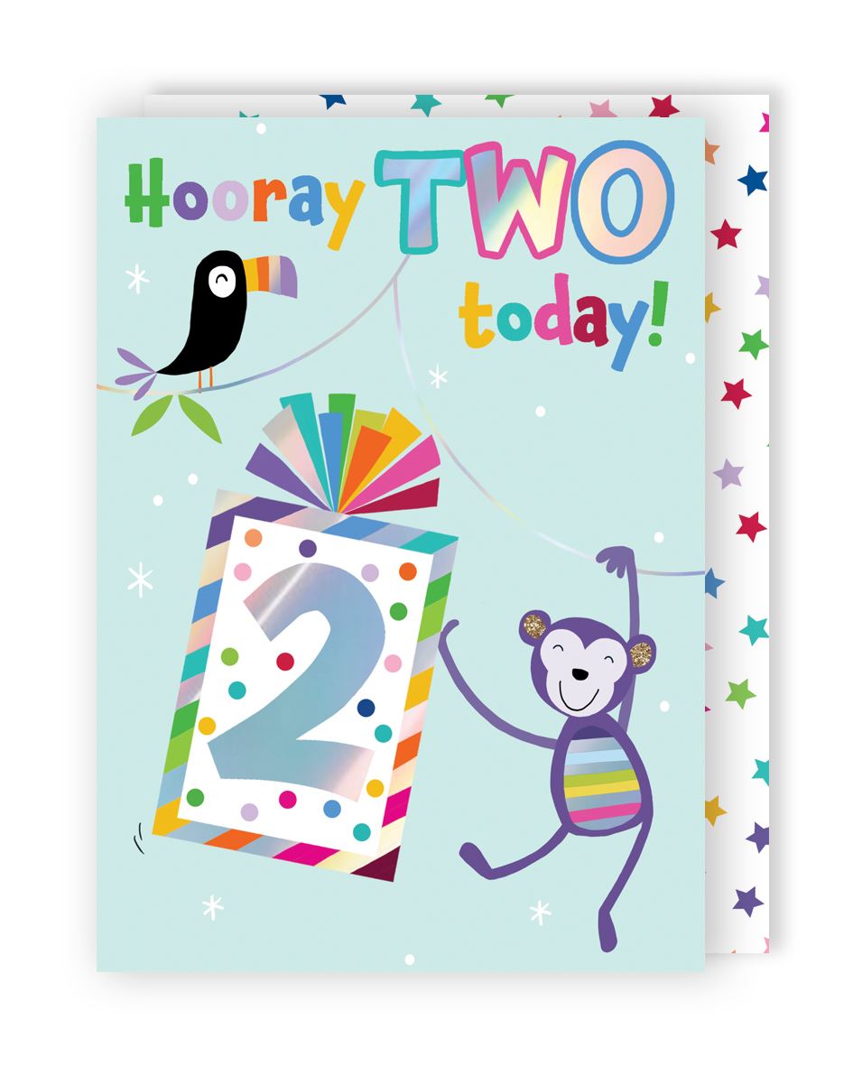 Monkey 2nd Birthday Card