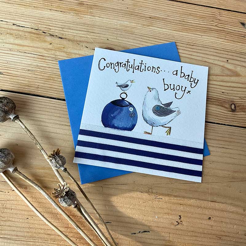 A Baby Buoy New Baby Boy Card by Alex Clark