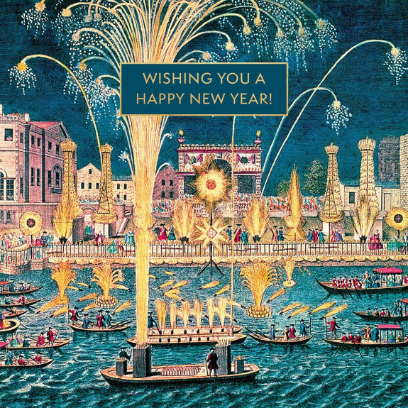 River Fireworks Happy New Year Card