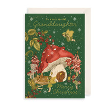 Load image into Gallery viewer, Toadstool &amp; Fairies Granddaughter Christmas Card
