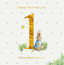 Load image into Gallery viewer, Beatrix Potter-Peter Rabbit 1st Birthday Card
