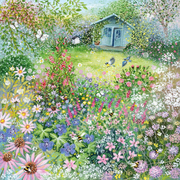 Garden With Bee & Butterflies Card