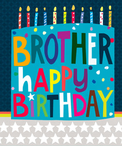 Blue Cake Brother Birthday Card