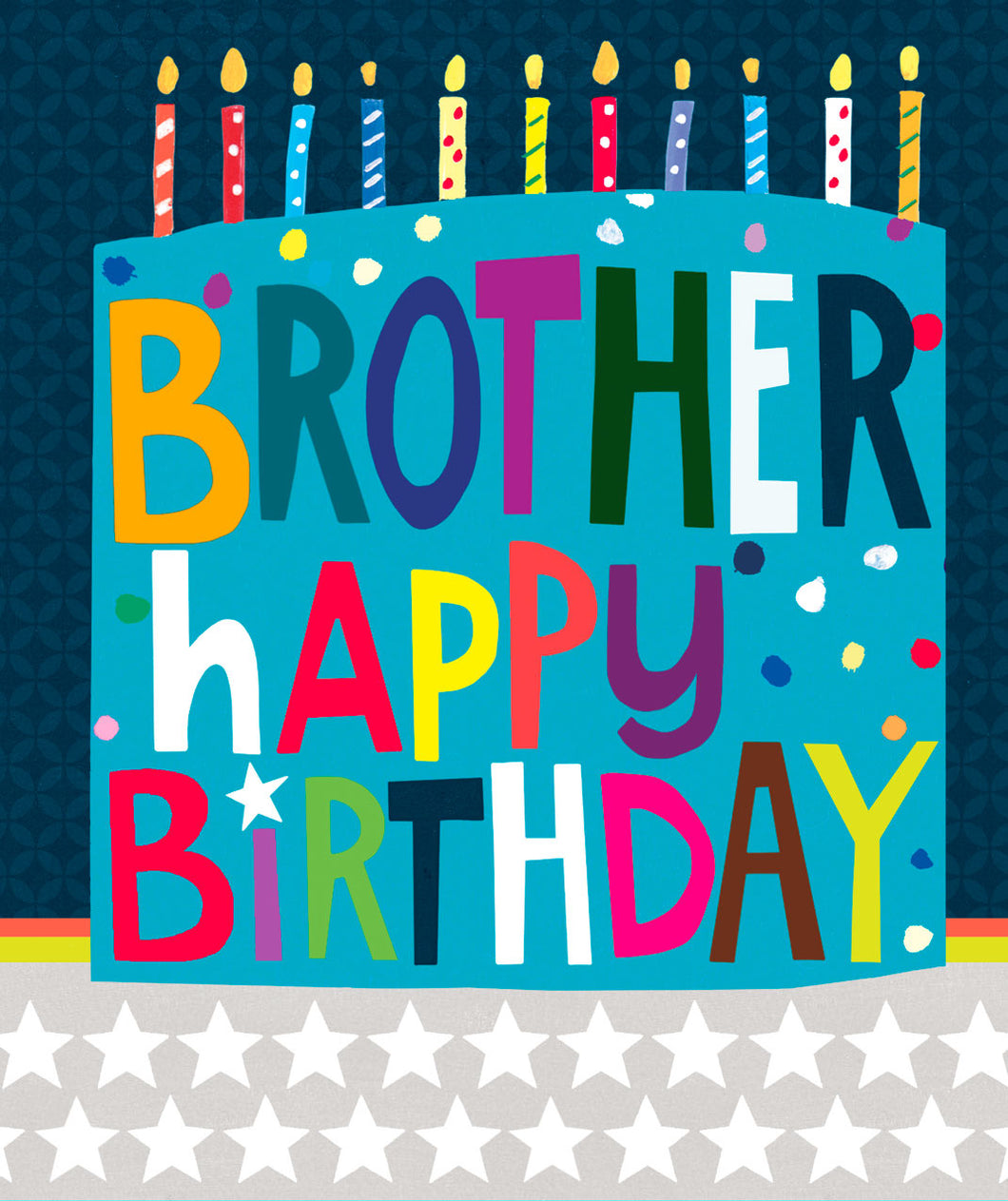 Blue Cake Brother Birthday Card