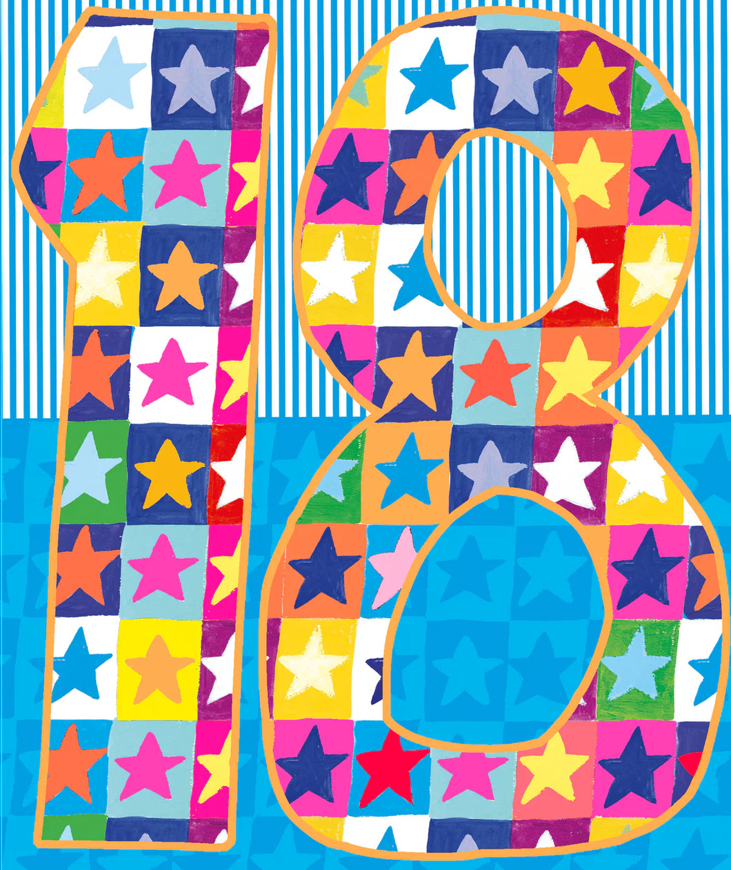 Bright Coloured Stars 18th Birthday Card