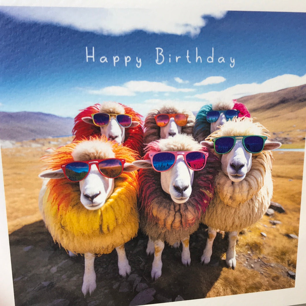 Sheep in Glasses Birthday Card