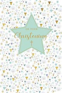 Green Star Christening Day Card