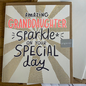 Amazing Grandaugther sparkle special day birthday Card