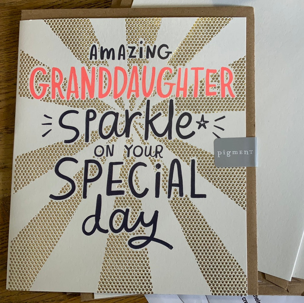 Amazing Grandaugther sparkle special day birthday Card
