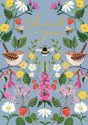 Bees Birds & Flowers Thankyou Card