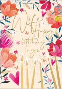 Floral Wife Birthday Card