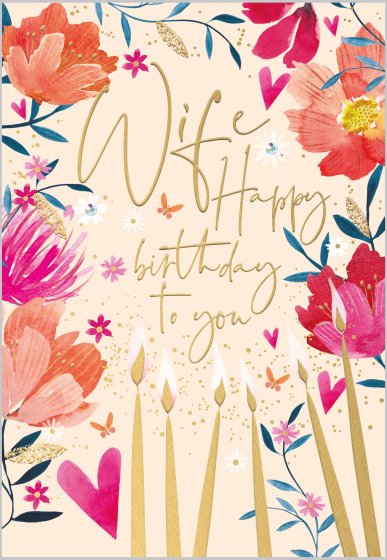 Floral Wife Birthday Card
