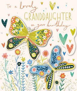 Butterflies Granddaughter Birthday Card