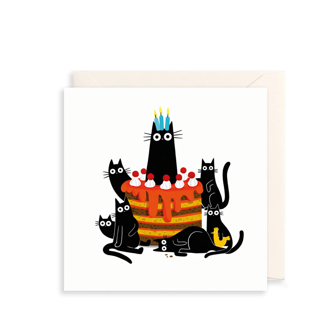 Black Cats &  Birthday Cake Greetings Card