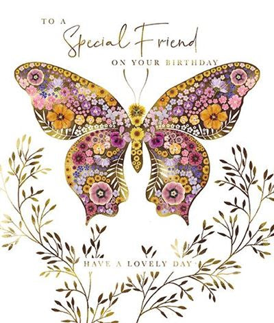 Butterfly and Wildflowers Special Friend Birthday Card