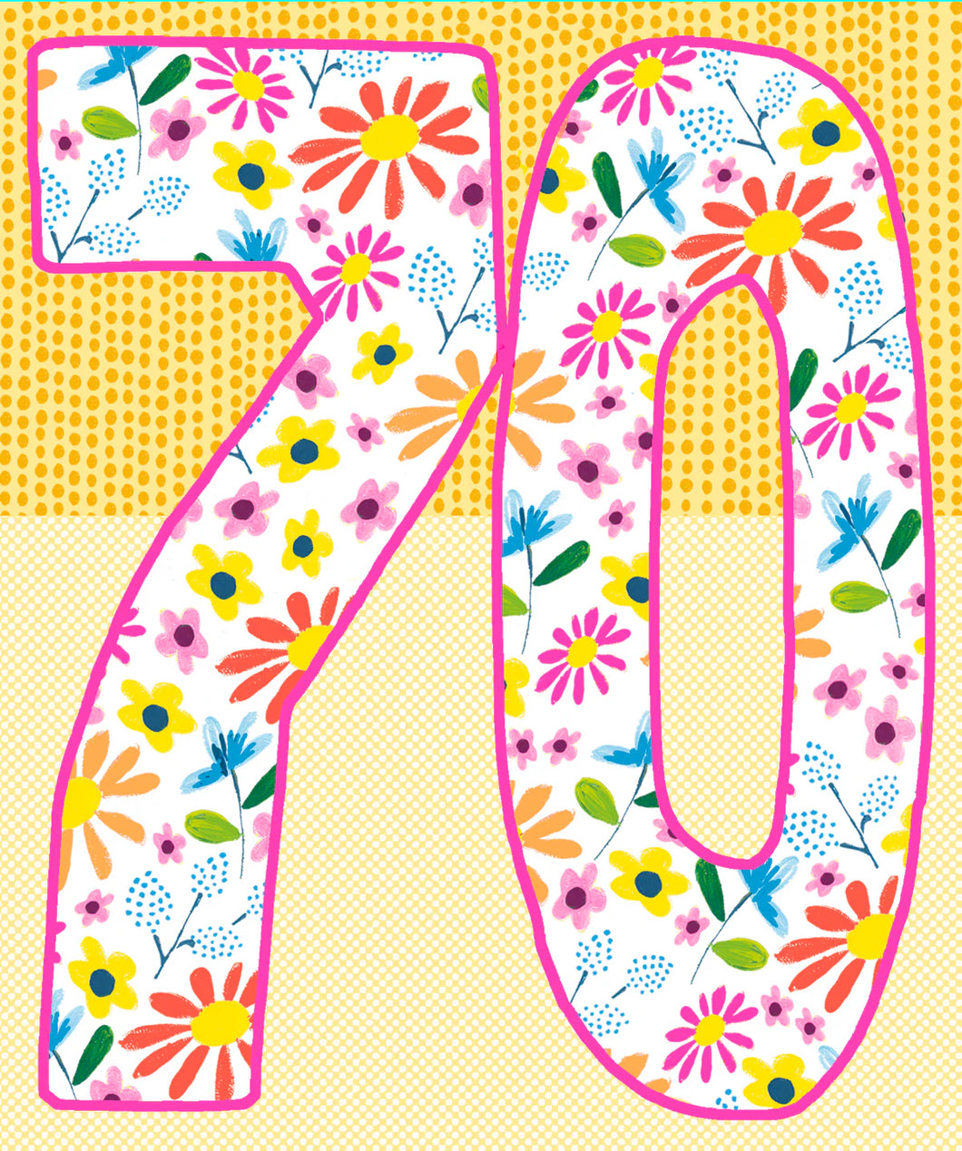 Pink Florals 70th Birthday Card