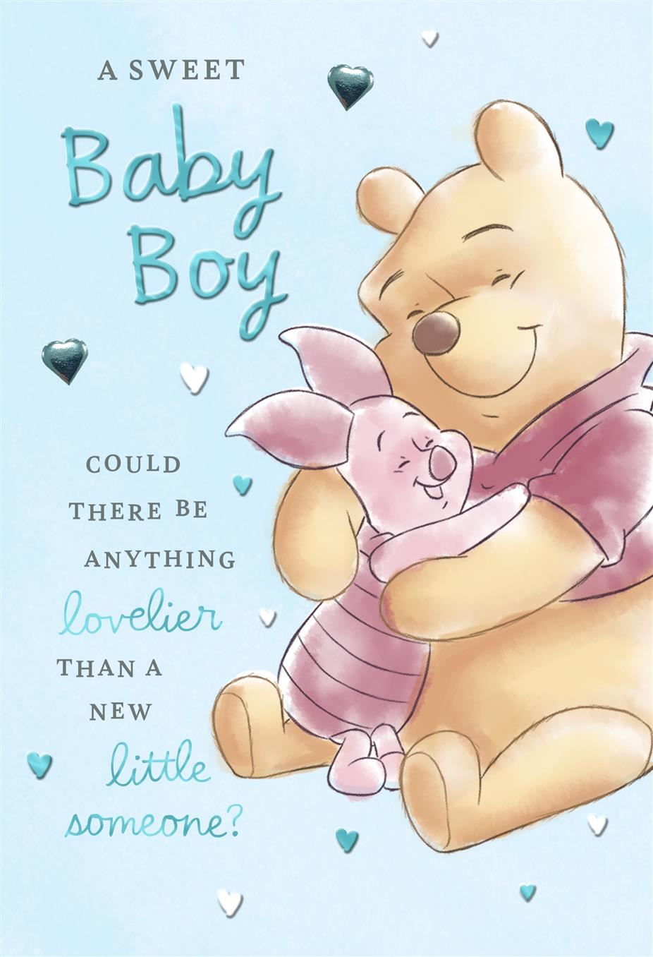 Winnie The Pooh & Piglet Baby Boy Card