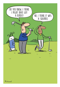 Squirrel Not A Birdie Golf Humour Blank Card