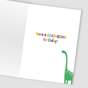 Dinosaur 6th Birthday Card With Number 6 Temporary Tattoo