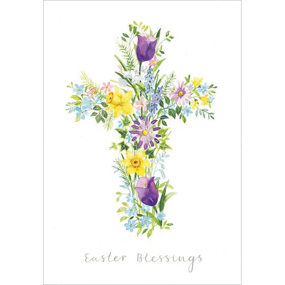 Floral Cross Easter Blessings Card