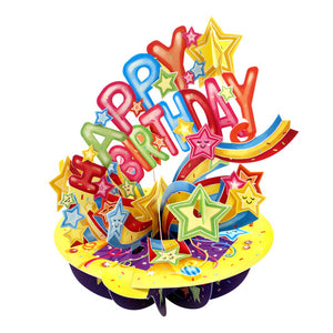 Happy Birthday Shooting Stars Pirouettes 3D Card
