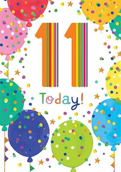 Multi-Coloured Balloons 11th Birthday Card