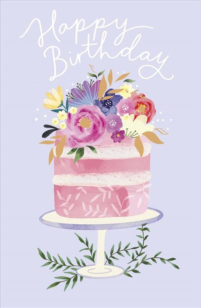 Cake and Flower Stand Birthday Card