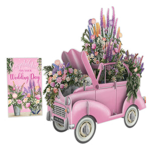 The Pink Wedding Car 3D Stand Up & Stand Out Card