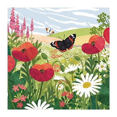 Poppies and Foxgloves Meadow Blank Card