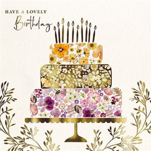 Floral Tiered Cake Birthday Card