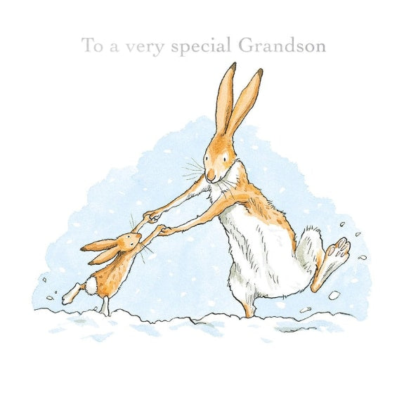 Grandson Dancing Hares Christmas Card