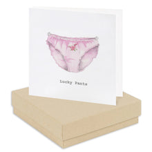 Load image into Gallery viewer, ‘Lucky Pants’ Sterling Silver Crystal Stud Earrings Card
