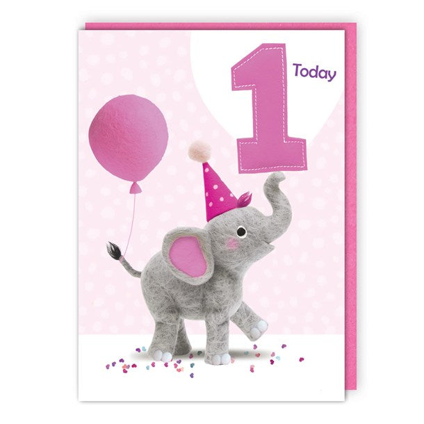Elephant 1st Birthday Card
