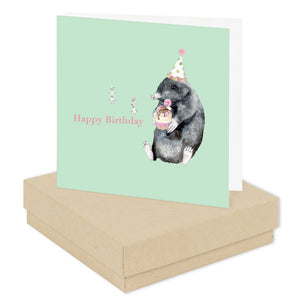 ‘Happy Birthday’ Mole Boxed Earrings Card