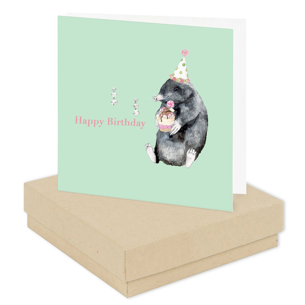 ‘Happy Birthday’ Mole Boxed Earrings Card