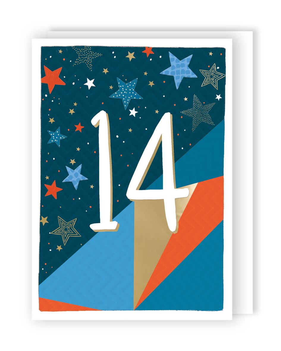 Stars 14th Birthday Card