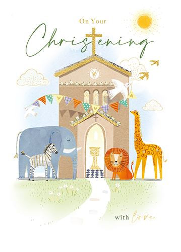 Safari Animals Christening Card